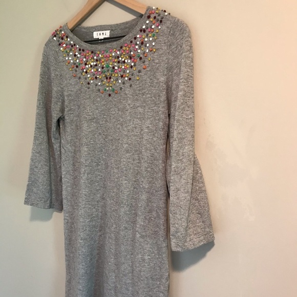 EUC THML Gray Pom Pom Confetti Sweater Dress - Picture 4 of 11